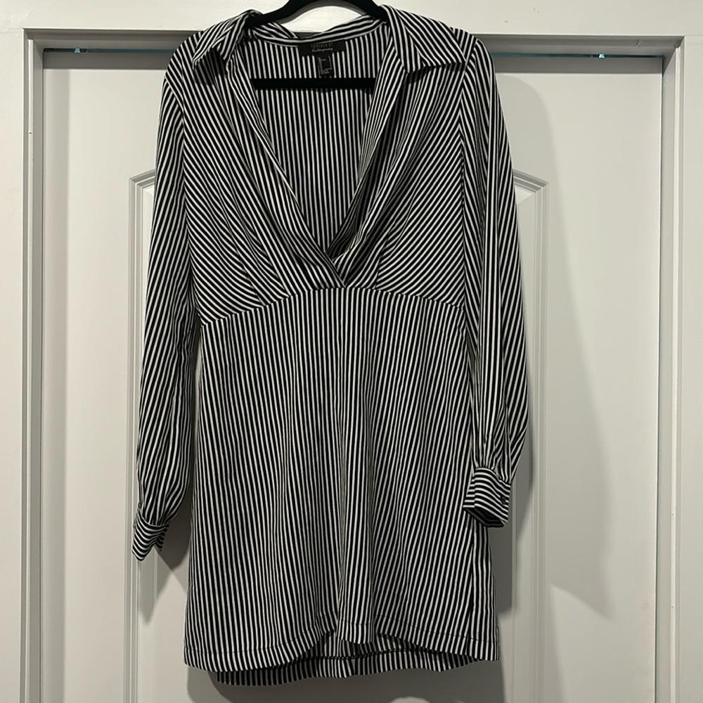 Black and white striped mini dress